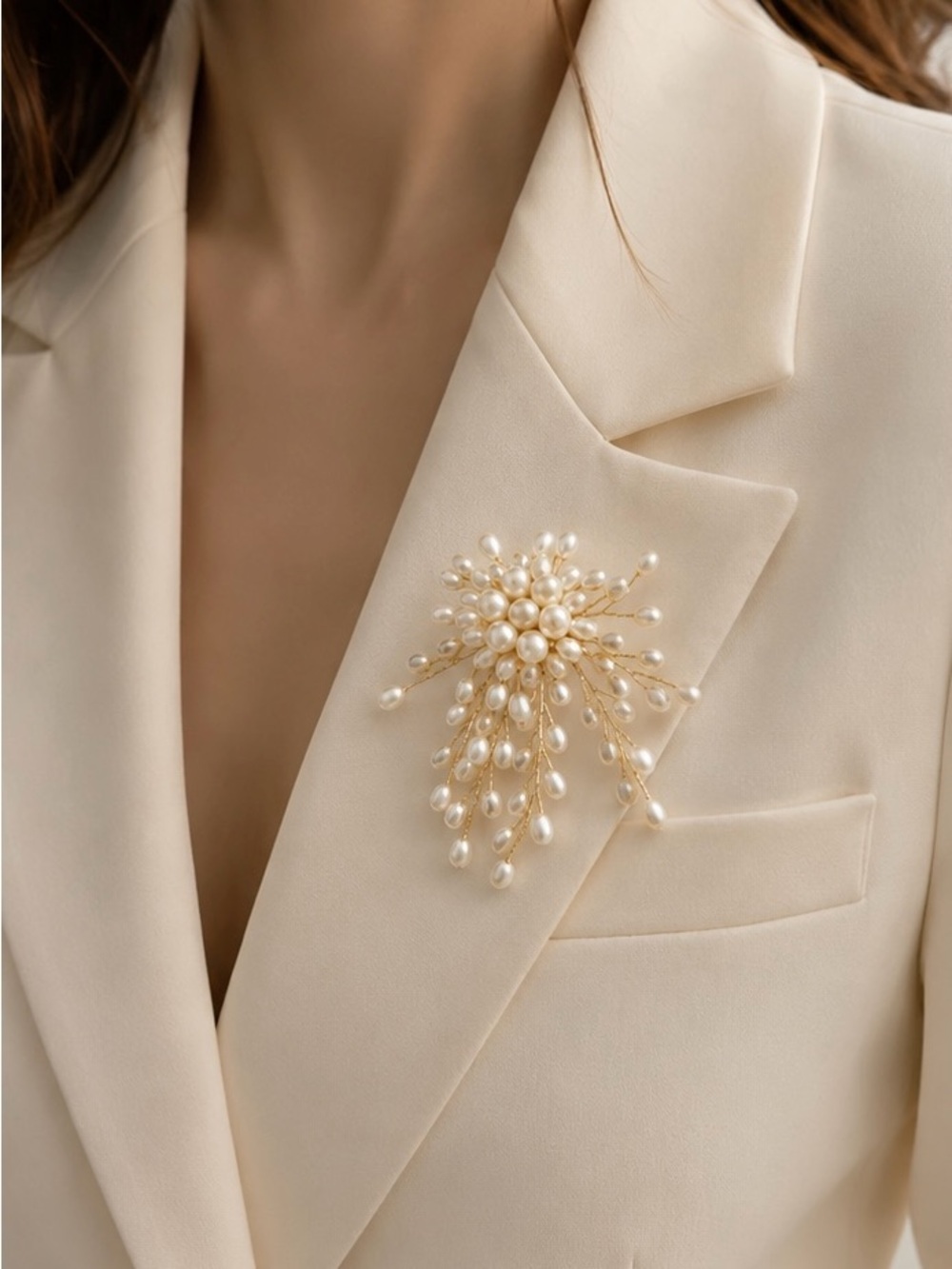 Handmade Pearl Starburst Artisan Brooch